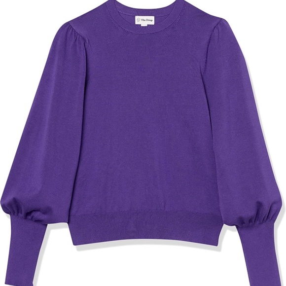 (1708) The Drop Women Vivienne Padded-Shoulder Balloon-Sleeve Crew-Neck XL